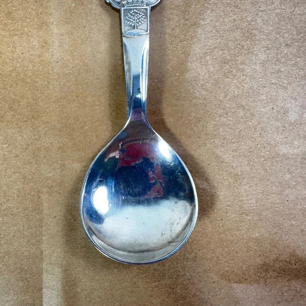 Vintage Larvik Norway 40 NM Silverplate Souvenir Spoon Scenic Collectible 5.75in
